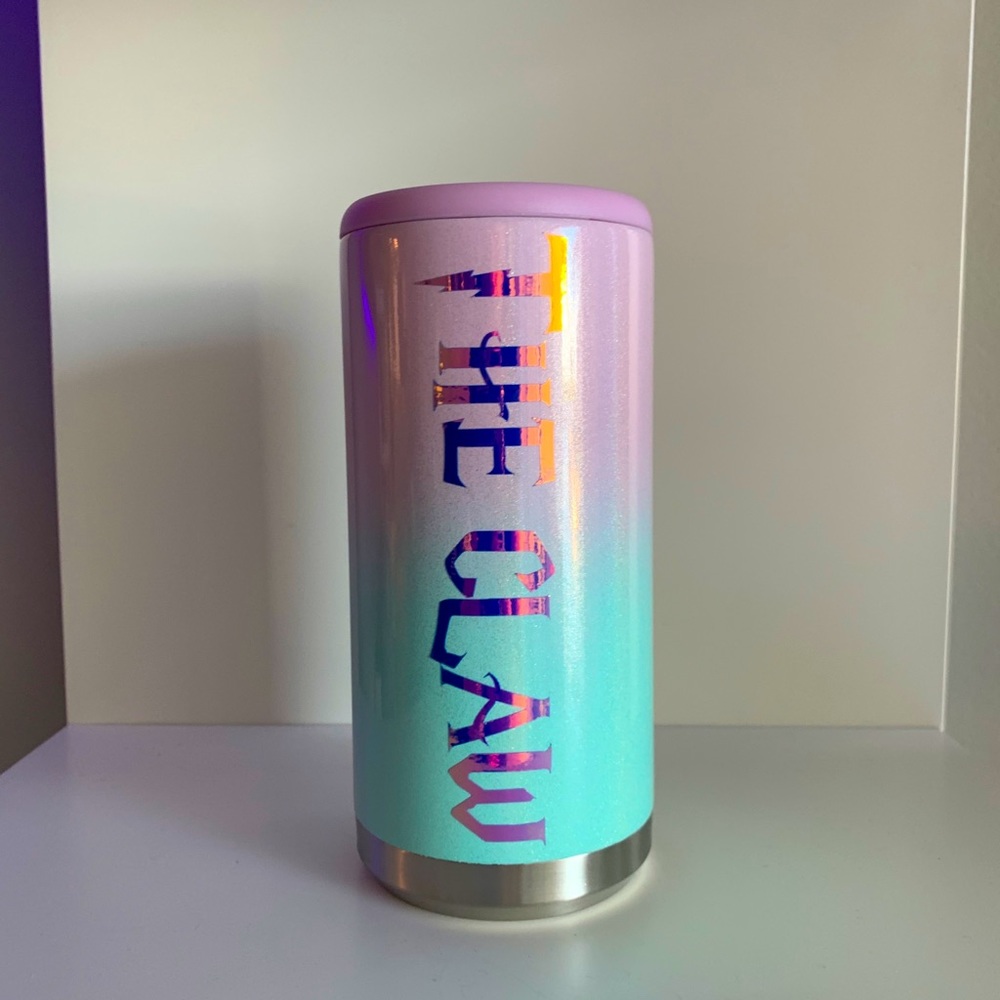 Holographic Slim White Claw 12 oz Can Koozie